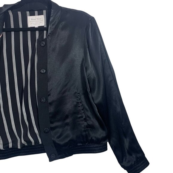 PART TWO black bomber satin jacket size 36 - Picture 9 of 16